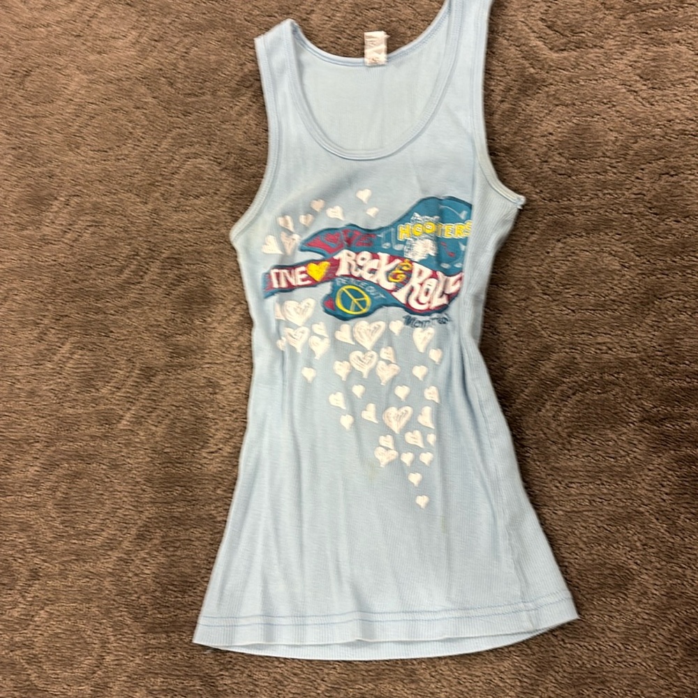 American Apparel Light Blue Graphic Tank Top